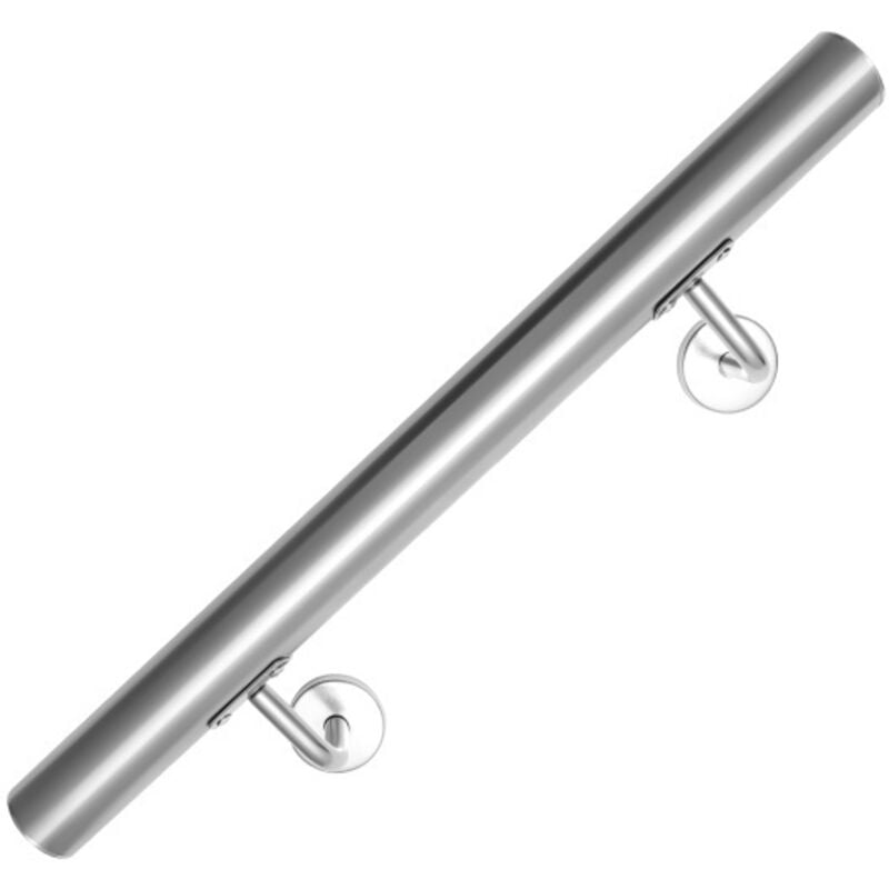 Swanew - Main courante en acier inoxydable Rampe d'escalier Support mural Rambarde Dispositif de fixation Escaliers Acier affiné 50cm