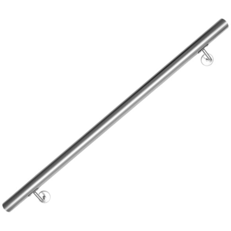 Swanew - Main courante en acier inoxydable Rampe d'escalier Support mural Rambarde Dispositif de fixation Escaliers Acier affiné 100cm