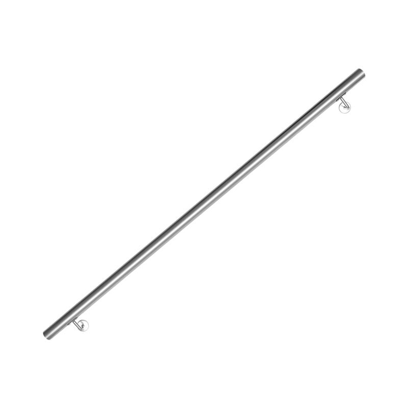 Swanew - Main courante, inox rampe d'escalier rond, intérieur & extérieur ø 42 mm, support mural, argenté 150cm