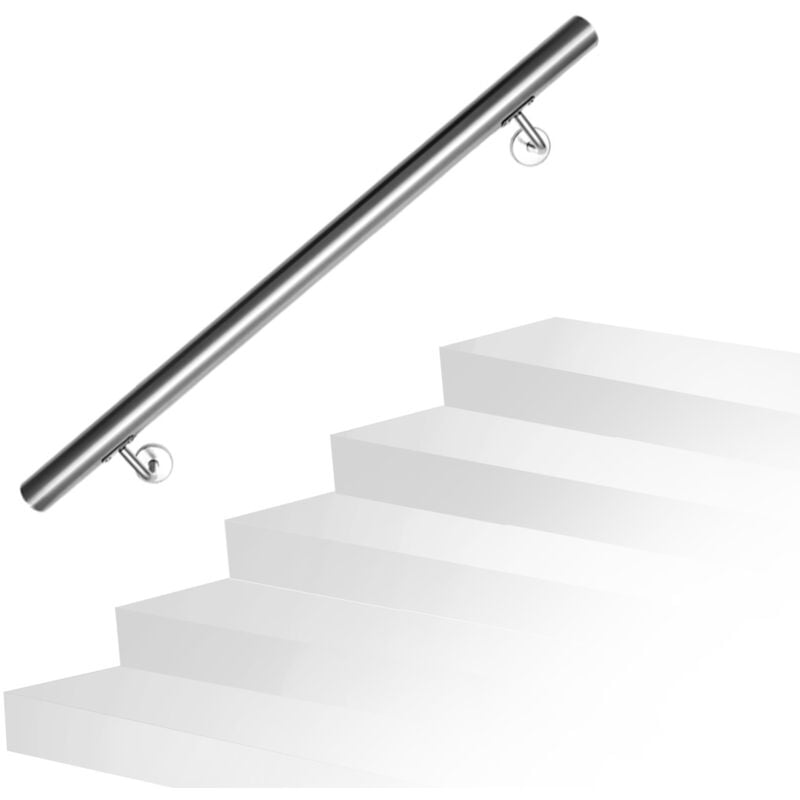 Swanew - Main courante en acier inoxydable V2A Rampe d'escalier Support mural - au choix 80 cm