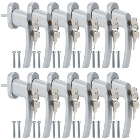 SWANEW Maniglia per finestra bloccabile Maniglia per finestra in alluminio Maniglia per finestra di sicurezza con serratura Grigio 12X