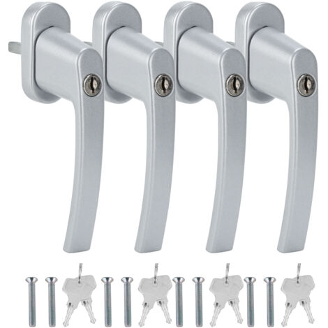 SWANEW Maniglia per Finestra Maniglia per Finestra in Lega di Alluminio Compatibile con le comuni Finestre e Porte Balcone Grigio 4X