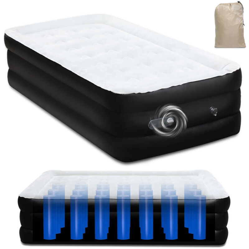 Matelas gonflable Lit à Air Autogonflant avec Pompe Électrique Intégrée et Sac 190 x 100 x 46cm Lit Simple Autogonflant - Swanew
