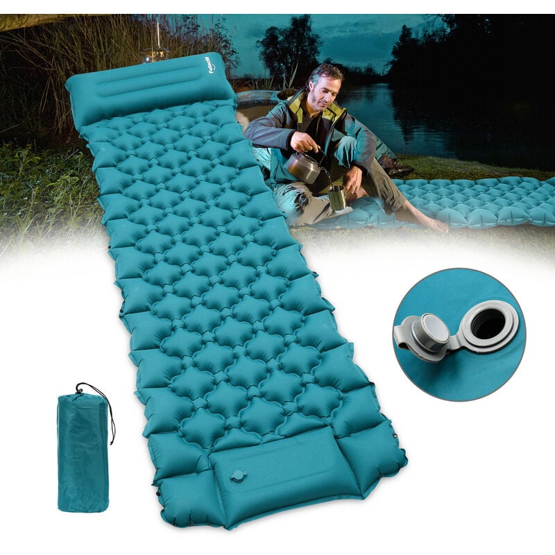 Swanew - Matelas pneumatique matelas de camping ultraléger avec pompe à pied tapis de camping plage camping randonnée Bleu