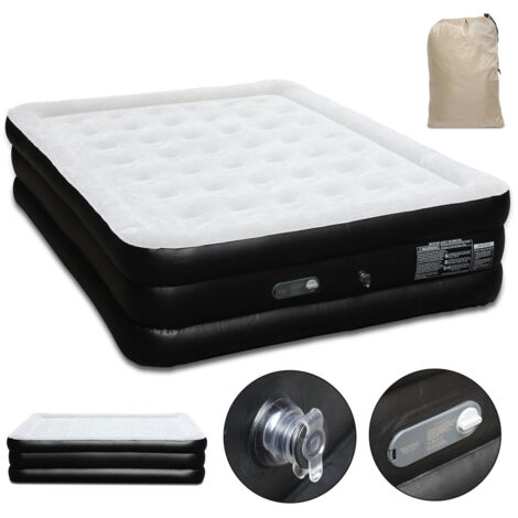 SWANEW Materasso gonfiabile Autogonfiabile Letto matrimoniale Borsa da trasporto inclusa grigio nero per 2 persona 20015246cm