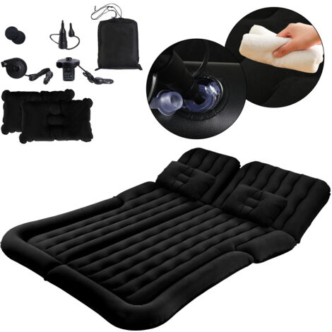 SWANEW Materasso gonfiabile per auto Materasso gonfiabile per auto con pompa ad aria Flocking+PVC 178 x 126 x 13cm Nero