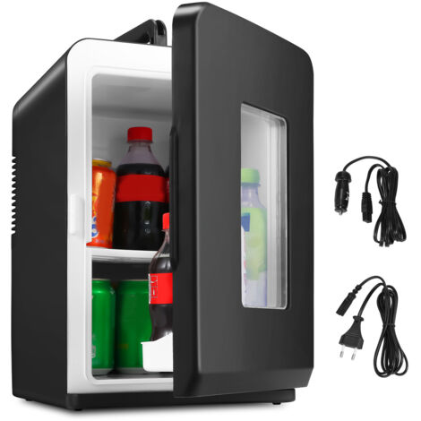 SWANEW Mini frigorifero 2in1 Raffreddatore 15L Funzione di raffreddamento Portatile AC DC 220-240V/12V Presa di corrente e accendisigari Mini frigorifero