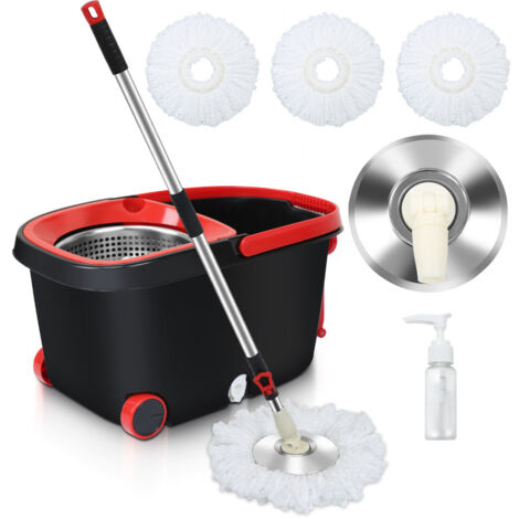 SWANEW Mocio Lavapavimenti rotante a 360° Kit completo per la pulizia dei pavimenti 3 Microfibre