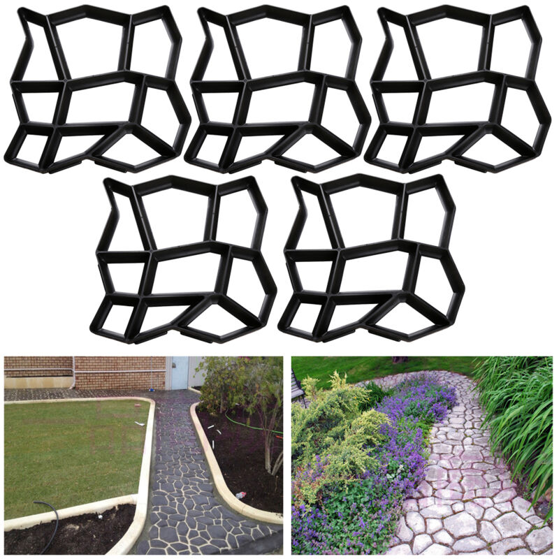 Moule de béton 5 pièce, moule d'allée Outils de moule de pavage d'allée Patio béton, 43x43x4 cm - Swanew