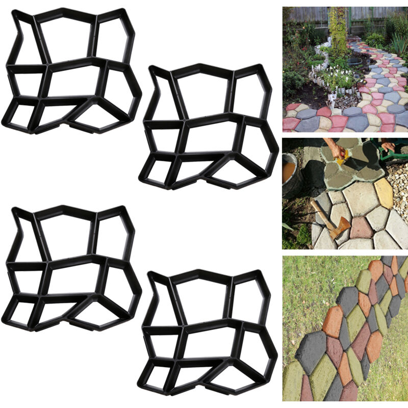 SWANEW Moule de béton 4 pièce, moule d'allée Outils de moule de pavage d'allée Patio béton, 43x43x4 cm
