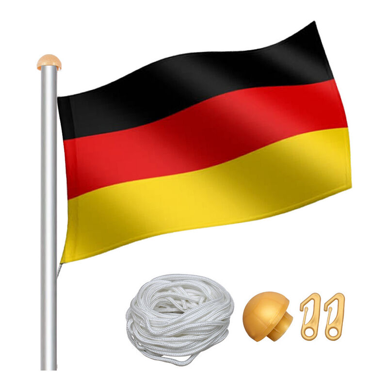 Swanew - Mât alu drapeau Allemagne 650 cm hampe jardin mât de hissage pylône