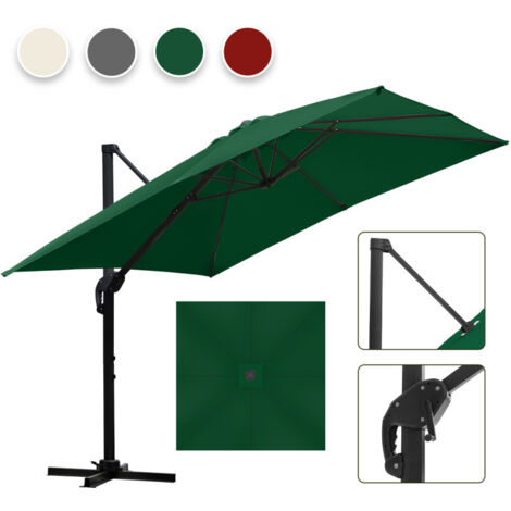 SWANEW Ombrello offset inclinabile 3x3M, ombrello pieghevole da giardino all'aperto, base trasversale girevole a 360° Protezione UV50+, Verde