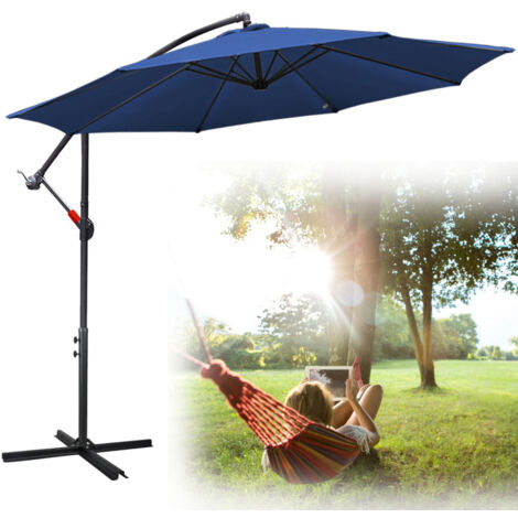 SWANEW Ombrellone da 3.5 m UV40 + funzione di inclinazione ombrellone da giardino ombrellone da giardino. blu