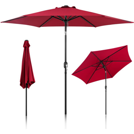 SWANEW Ombrellone da giardino dritto con protezione UV e funzione inclinabile Ø270cm Rosso