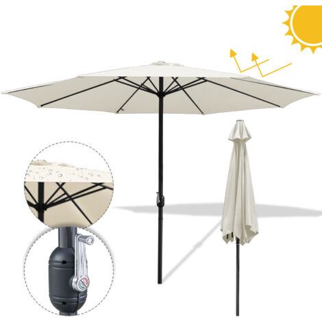 SWANEW Ombrellone da giardino dritto protezione UV, resistente e impermeabile per terrazza e balcone Ø350cm Beige