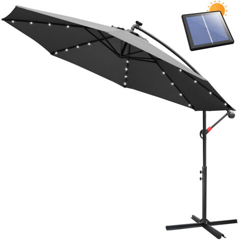 SWANEW Ombrellone Deporte LED solare protezione UV e resistente agli agenti atmosferici Ø350cm Grigio