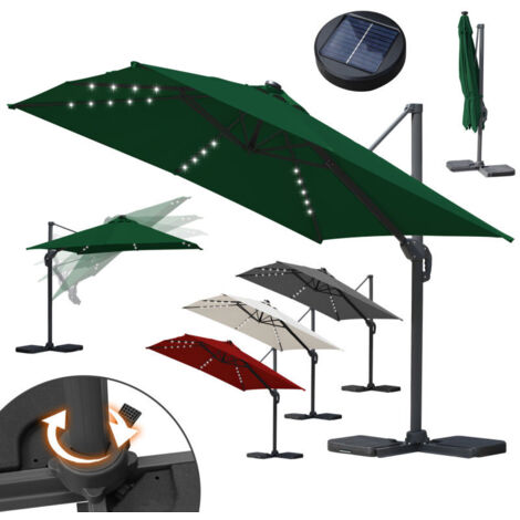 SWANEW Ombrellone offset da giardino, Ombrellone a ombrello - Alu - girevole a 360° - 3 x 3 m - con LED - Verde