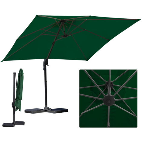 SWANEW Ombrellone offset da giardino, Ombrellone a ombrello - Alu - girevole a 360° - 3 x 3 m - Verde