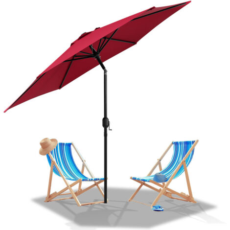 SWANEW Ombrellone rotondo da giardino, protezione UV fino a UV30+, Inclinabile, supporto acve, 270cm, Rosso