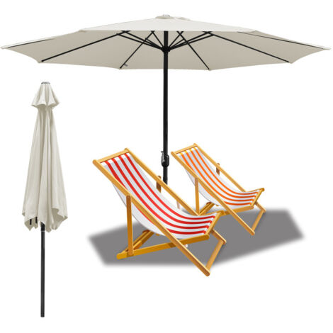 SWANEW Ombrelloni in alluminio Ombrellone da giardino con protezione solare Ombrellone a sbalzo con manovella UV30+ (Ø350 cm), Beige
