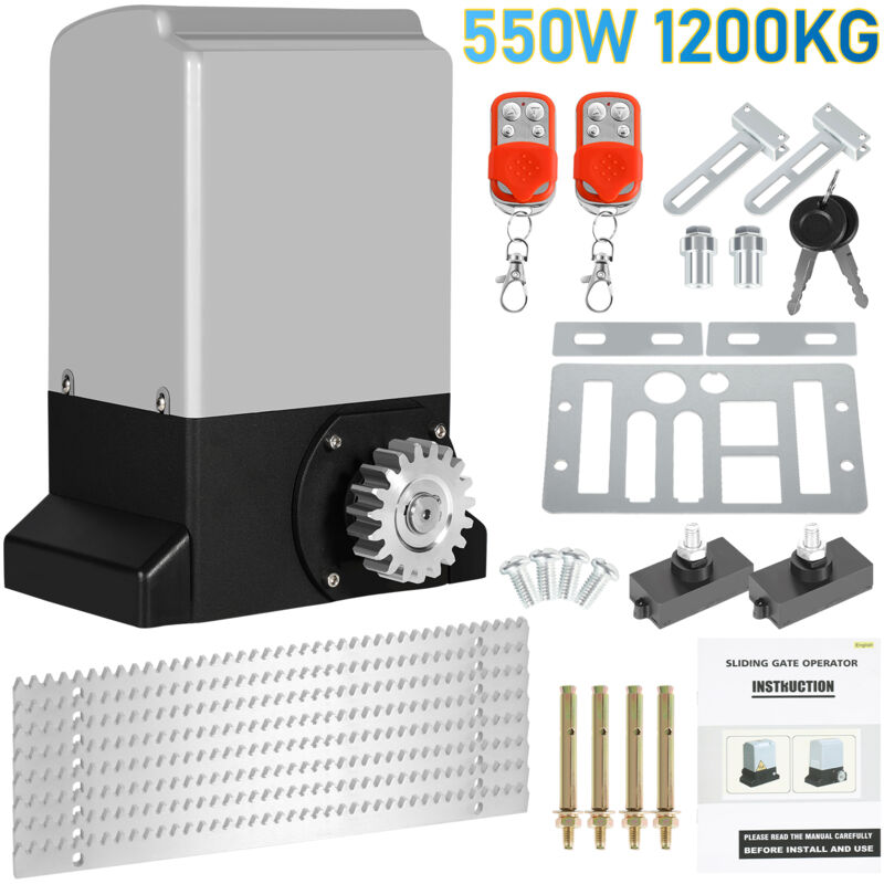 Swanew - Ouvre-portail coulissant 550W, 1200kg, kit materiel deoperateur de portail pour securite avec 2 clés et télécommande, electrique portail