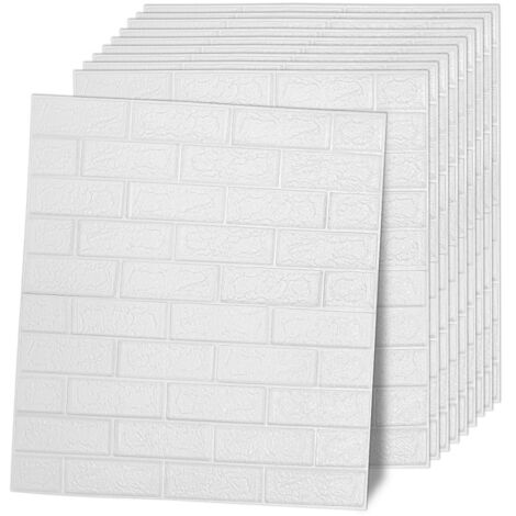 Swanew – Panneau mural 3D imperméable aspect brique – Dimensions 77x70cm – Lot de 10 autocollants mousse PE – Pose simple et nettoyage facile