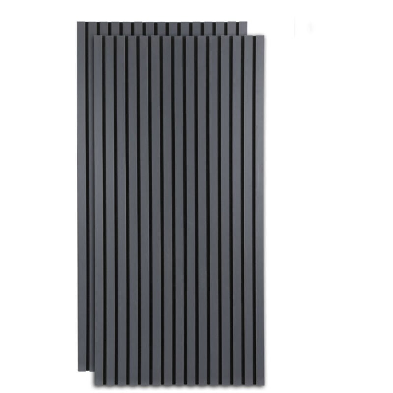 Swanew - Panneau tasseau mdf Revêtement mural naturel Panneau mural acoustique moderne en placage bois et feutre 2x 120x60x2.1cm Gris