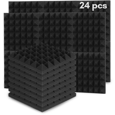 Swanew – Panneaux acoustiques 30x30x5 cm – Lot de 24 pièces autocollantes – Réduction écho et bruit – Installation facile pour studio et bureau