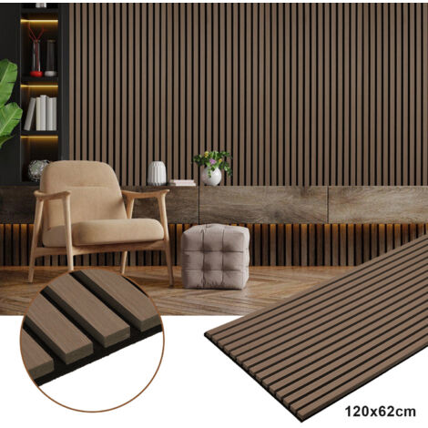 SWANEW Pannello acustico a parete Pannelli moderni a parete in legno impiallacciato e feltro Pannelli a parete in MDF 2x 120x60x2,1cm noce