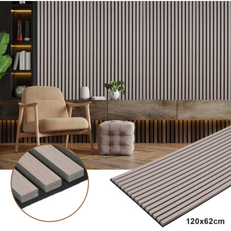 SWANEW Pannello acustico Rivestimento murale in MDF Pannello murale acustico naturale Pannelli murali moderni 120x60x2,1 cm Noce