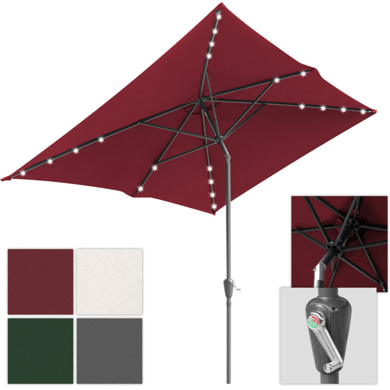 Parasol 200 x 300cm Parasol de jardin Parasol de marché pliable à manivelle,rouge - Swanew