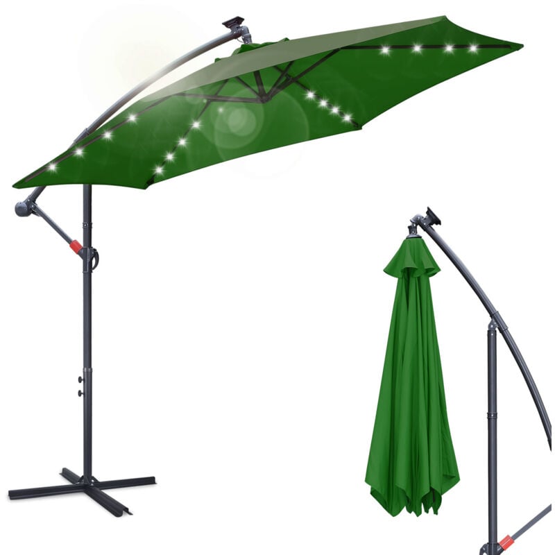 Parapluie 3m Parasol avec led Alu pivotant Parasol jardin terrasse balcon vert