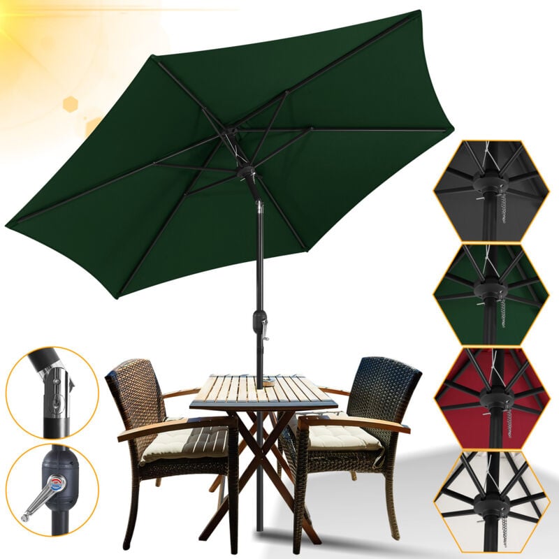 Parasol de jardin - Parasol - Résistantes à Intempéries - ø 270 cm - Vert, Parasol de plage