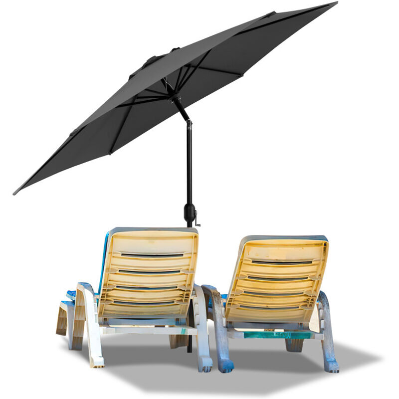 Parasol de jardin rond,protection uv jusqu'à UV30+, Inclinable,acve support,270cm,Gris - Swanew