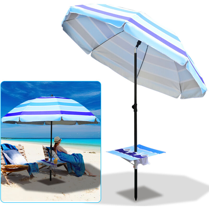 Parasol de plage avec protection UV50+, structure en acier, tissu oxford, ajustable, idéal pour le jardin, la terrasse ou le camping. - Swanew