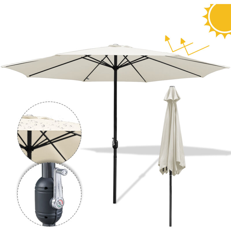 Parasol Droit jardin Protection uv, résistants et imperméables pour terrasse et balcon Ø350cm Beige - Swanew