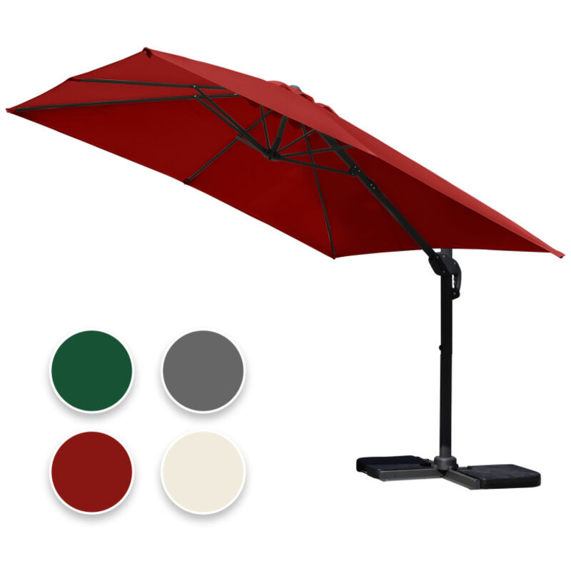Swanew - Parasol jardin déporté. Parasol Parapluie - Alu - 360° rotatif - 3 x 3 m - Rouge