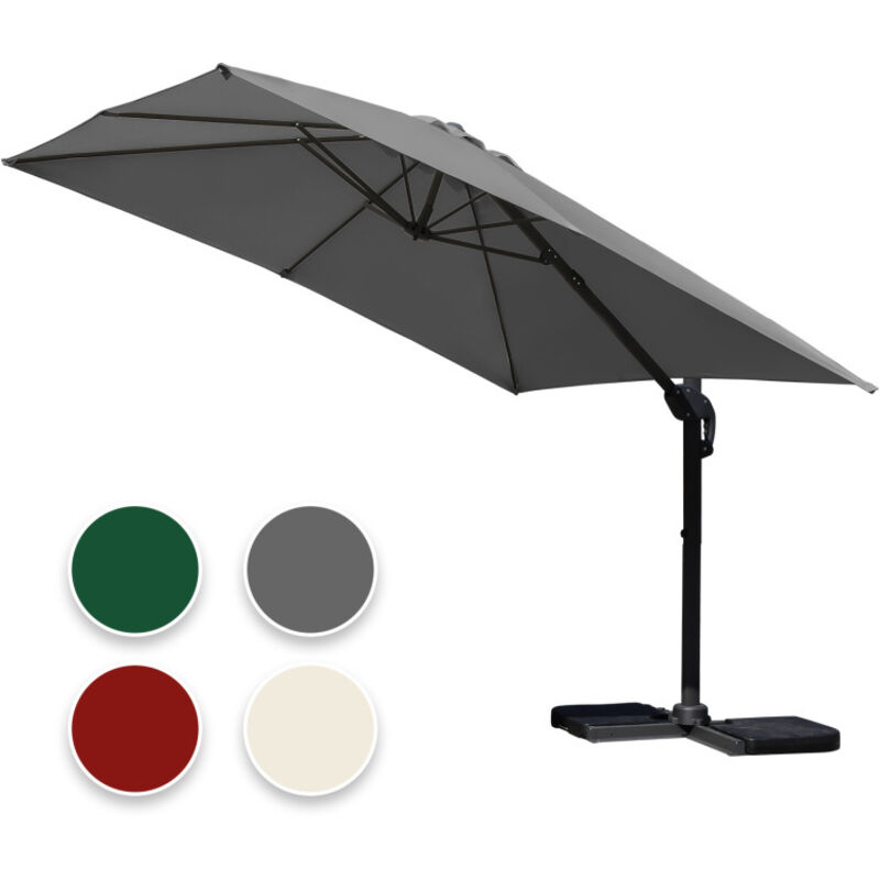 Parasol jardin déporté, Parasol Parapluie - Alu - 360° rotatif - 3 x 3 m - Gris - Swanew