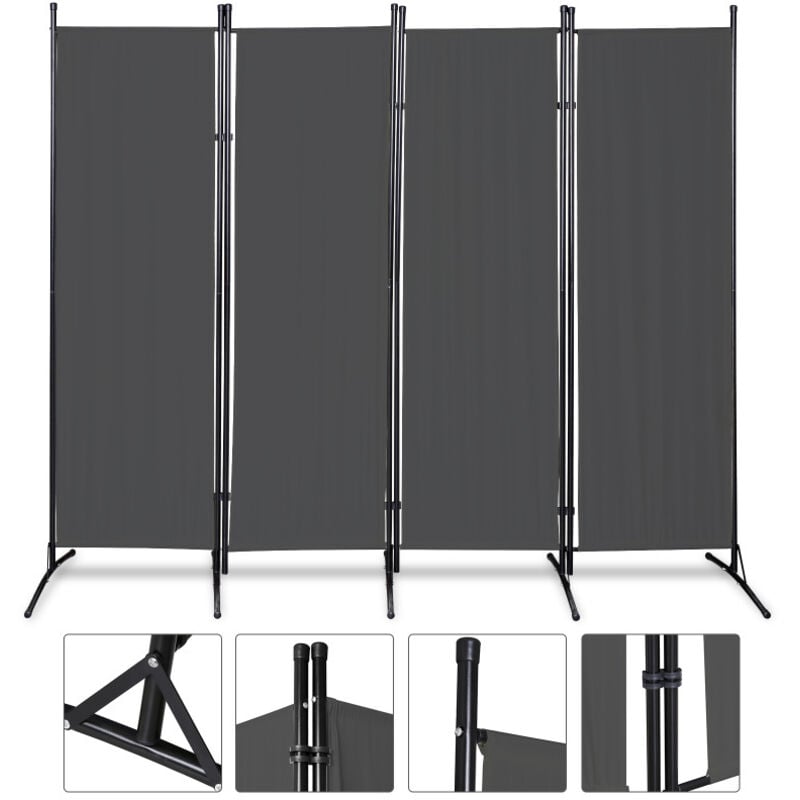 Paravent 360° Séparation de pièce rabattable Mur espagnol Terrasse Cloison 4 pièces Anthracite - Swanew