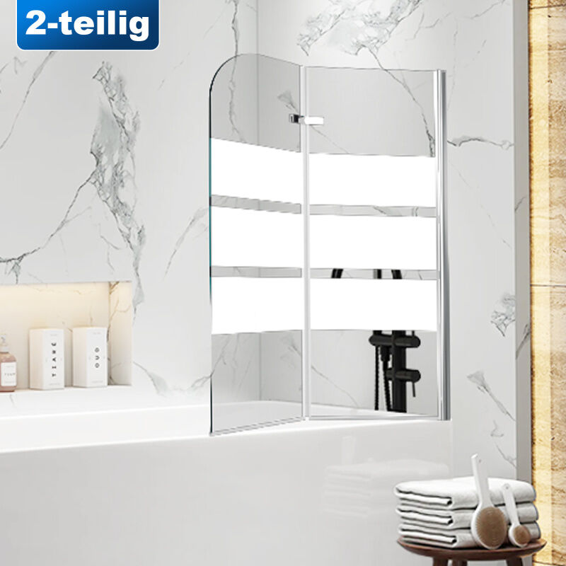 Swanew - Pare-baignoire facile à nettoyer pivotant Paroi de douche sanitaire 6mm Nano Repliable glass 2 parties 100x140cm blanc