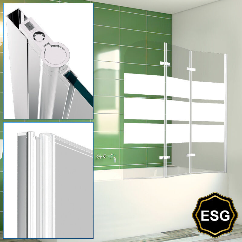 Swanew - Pare-baignoire pivotant Paroi de douche sanitaire pour paroi de baignoire 6mm Nano Repliable glass 3 parties 120x140cm blanc