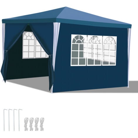 SWANEW Pavillon 3x3m Wasserdicht ochzeit Festzelt UV-Schutz Stabiles hochwertiges Gartenpavillon mit 4 Seitenteile für Garten Festival Party