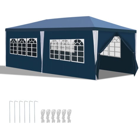 Hengda Pavillon 3x6m Wasserdicht Partyzelt Stabiles Partyzelt Festzelt Material PE-Plane mit 6 Seitenteilen für Party Festival Messestände