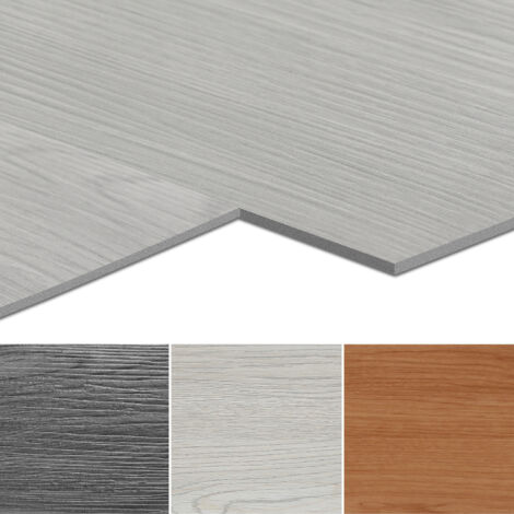 SWANEW Pavimento in PVC di design, Strisce viniliche autoadesive, Pavimento vinilico Deluxe, 91,5 cm x 15,2 cm x 2 mm, 18 pezzi 2,51 m² Rovere bianco