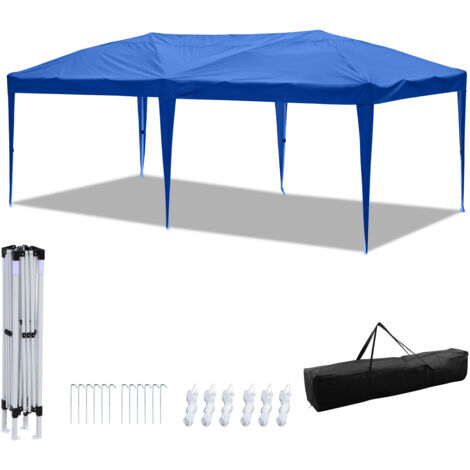 SWANEW Pergolato da giardino. Tenda da sole pieghevole. Protezione solare UV 50+. POP-UP Senza Muri blu 3x6m