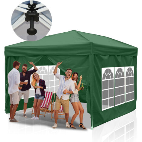 SWANEW Pergolato da giardino. Tenda pieghevole. Protezione solare UV 50+. POP-UP con pareti verdi 3x3m
