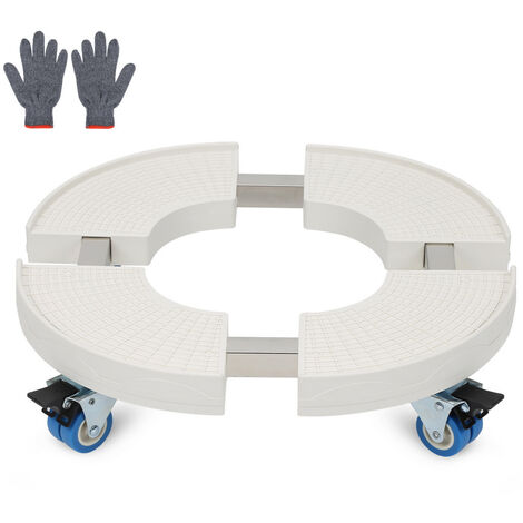 SWANEW Pflanzenroller 38-52cm Einstellbar Pflanzen Rollbrett Tragkraft 200 kg Blumenroller Rollbar Blumenuntersetzer mit Rollen, Weiß - Weiß