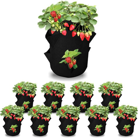 Blumen u.v.m. Gemüse Kartoffeln Pflanzbeutel für Tomaten LUINNO® Pflanzsack aus Vliesstoff Stabile Pflanztasche mit Griffen 3X Set 30 Liter Erdbeeren 