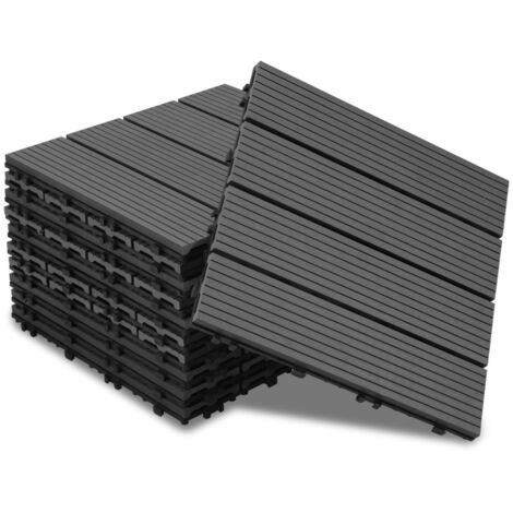 SWANEW Piastrella per terrazza Piastrelle per giardino ad incastro Rivestimento Piastrelle 30x30 in legno composito antracite 22pz