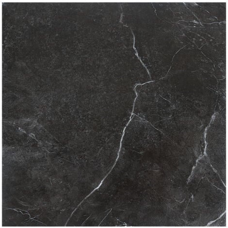 SWANEW Piastrelle adesive per pavimenti in PVC -1 Scatola di 11 piastrelle viniliche autoadesive - marmo nero - ca.1 m²